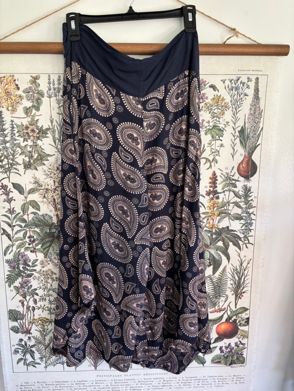 Women's Navy Boho Paisley Gaucho Pants